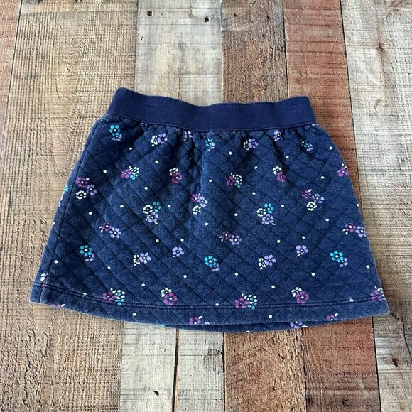 Gymboree Girls Size 6 Back To Bloom Quilted Skirt Floral Pattern Navy Blue - Picture 6 of 6